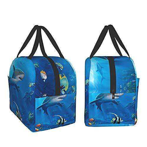 [即日発送] カートゥーンシャークランチバッグ クールクーラー 断熱 メンズ レディース ランチボックス 再利用可能 トートバッグ オフィス 仕事 ピクニック ビーチ 【I2373920987】(12656円)