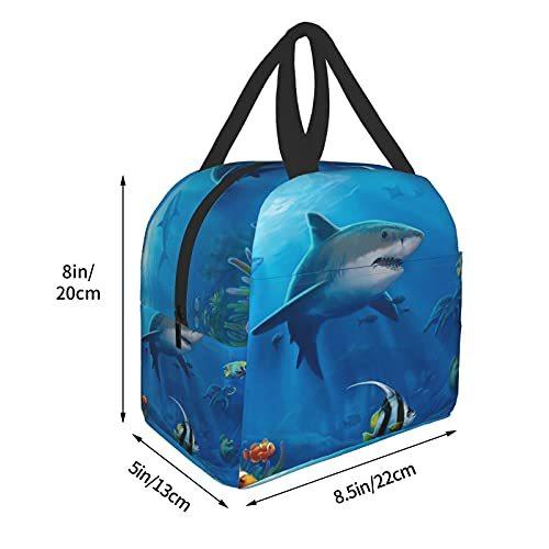 [即日発送] カートゥーンシャークランチバッグ クールクーラー 断熱 メンズ レディース ランチボックス 再利用可能 トートバッグ オフィス 仕事 ピクニック ビーチ 【I2373920987】(12656円)