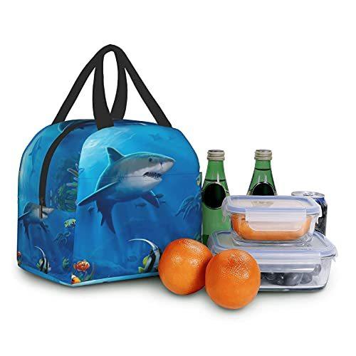 [即日発送] カートゥーンシャークランチバッグ クールクーラー 断熱 メンズ レディース ランチボックス 再利用可能 トートバッグ オフィス 仕事 ピクニック ビーチ 【I2373920987】(12656円)