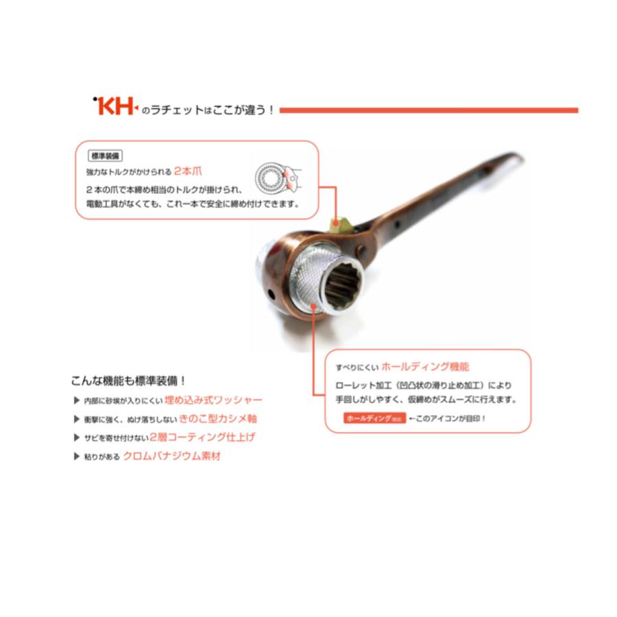 KH 基陽 35141 ラチェット レンチ ガチャ 17 ※ 21 ロング ストレート