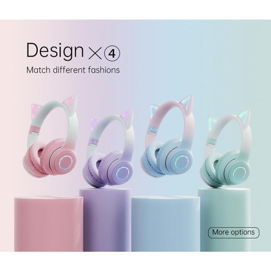 Switch対応】可愛い ヘッドホン Bluetooth マイク付き 猫耳 ワイヤレス