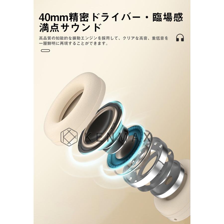 ワイヤレスヘッドホン ノイズキャンセリング マイク付き Bluetoothヘッドホン 有線無線両用 ワイヤレスイヤホン｜kusikika｜05