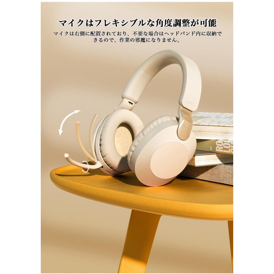 ワイヤレスヘッドホン 収納できるマイク付き Bluetooth クリア通話