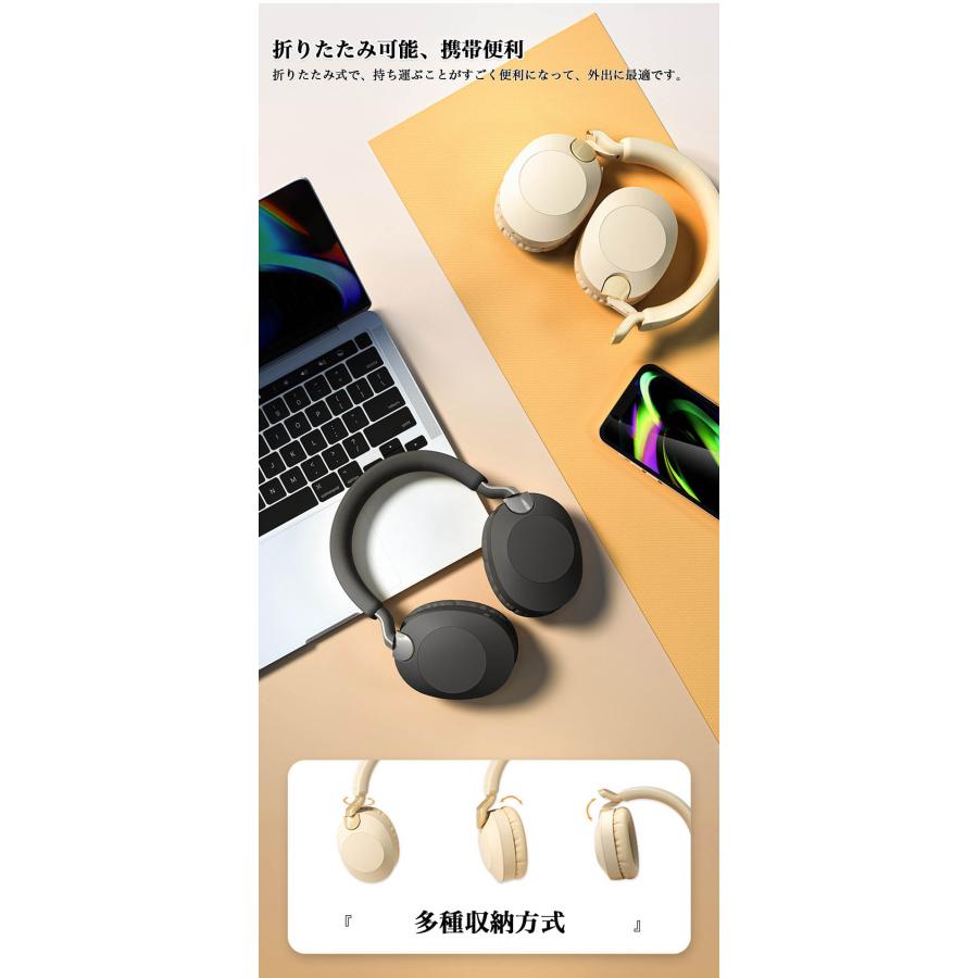 ワイヤレスヘッドホン 収納できるマイク付き Bluetooth クリア通話