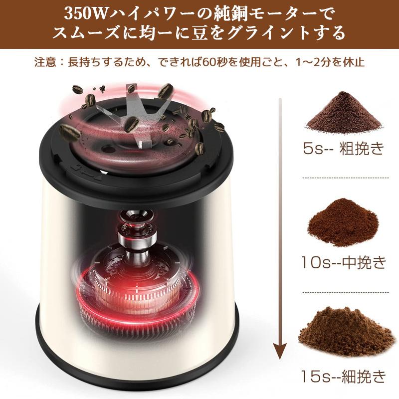電動コーヒーミル ステンレス鋼製 容器が取り外しで水洗いやすい 電動コーヒーミル ステンレス鋼製 容器が取り外しで水洗いやすい