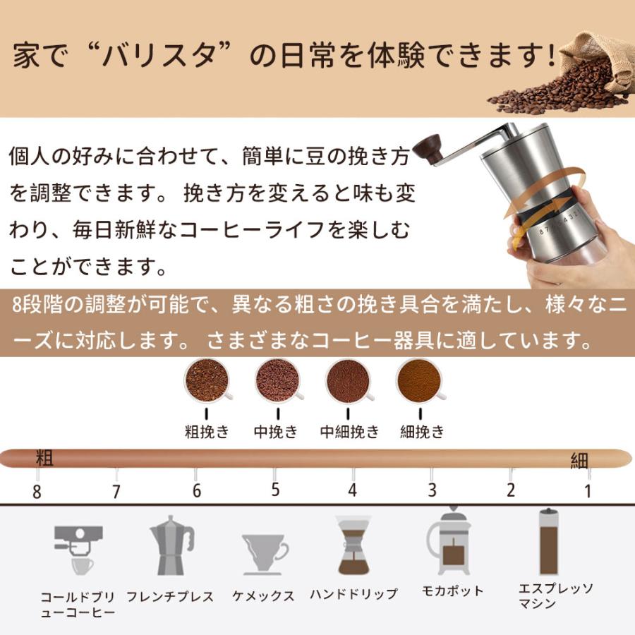 手挽きコーヒーミル 粗さ調節可能 コーヒーミル 手動 アウトドア おしゃれ コンパクト 粗さ調節できる 手