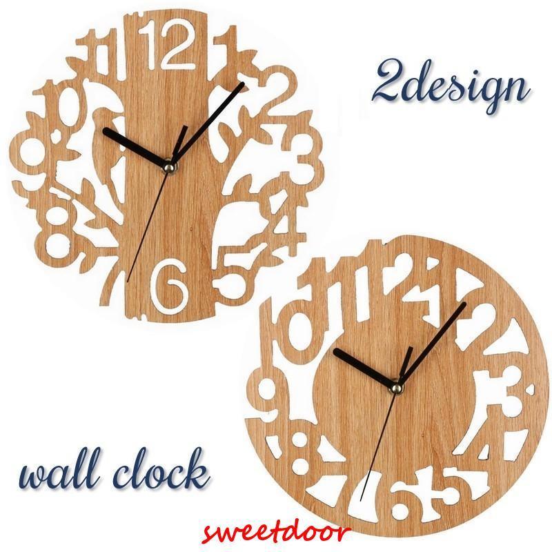 時計 壁掛け時計 ウォールクロック アナログ式 数字 切り絵風 電池式