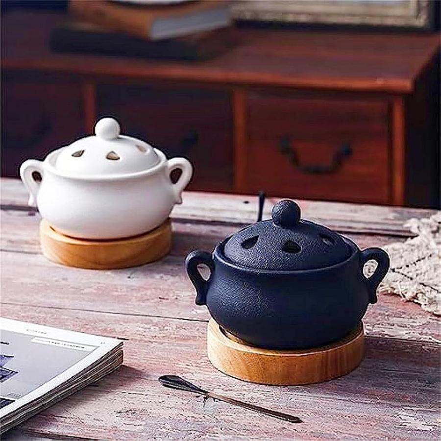 電気 茶香炉 火を使わない 陶器製 アロマポット タイマー&温度調整付き