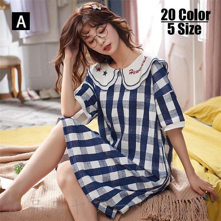 パジャマ ルームウェア レディース ワンピース 純綿 夏 パジャマ半袖 ルームウェア 女性 可愛い 部屋着 寝巻き ランジェリー パジャマ 韓国風 ネグリジェ M4c3uiklbu Liliorg In