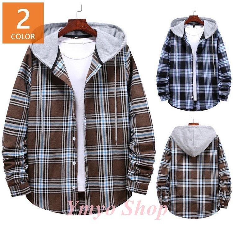チェックシャツ メンズレディース カジュアルシャツ フード付き 長袖 チェック柄 ゆったりシャツ おしゃれ カジュアルシャツ カップル 長袖シャツ 春物 秋服 Ntnnqd9kwy メンズファッション Closetoart Fr
