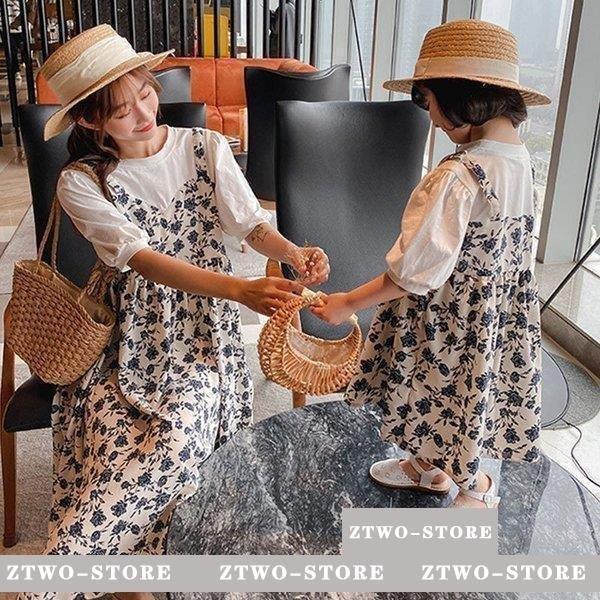 ママ 娘さん 親子お揃い 重ね着風 ママとお揃い 娘とペアルック 親子ペア フローラル ワンピース 花柄 半袖 親子服 キッズ プレゼント 女の子 レディース 子供服 R5gbxqbssl Institutpucnik Si