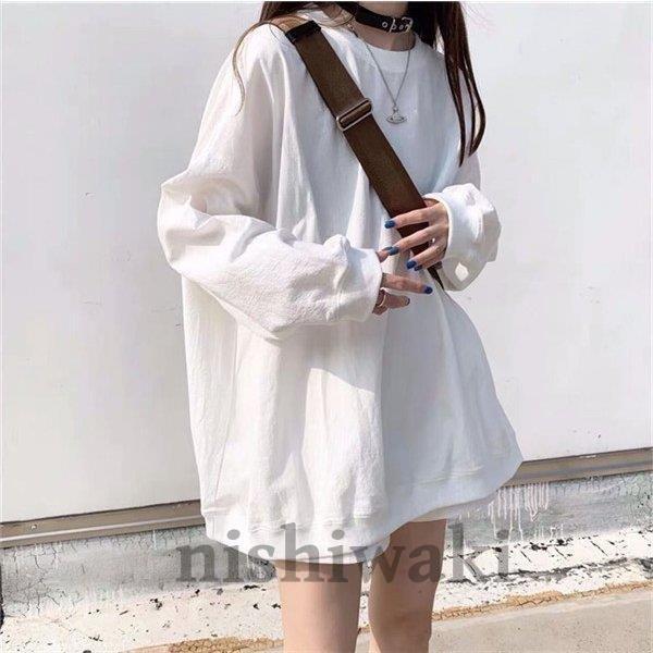 Tシャツ ゆるtシャツ ゆるトップス ドロップショルダー シンプル 無地 ロング 長袖 ラウンドネック ゆったり 薄手 レディース トップス Kh507ygepn Liliorg In