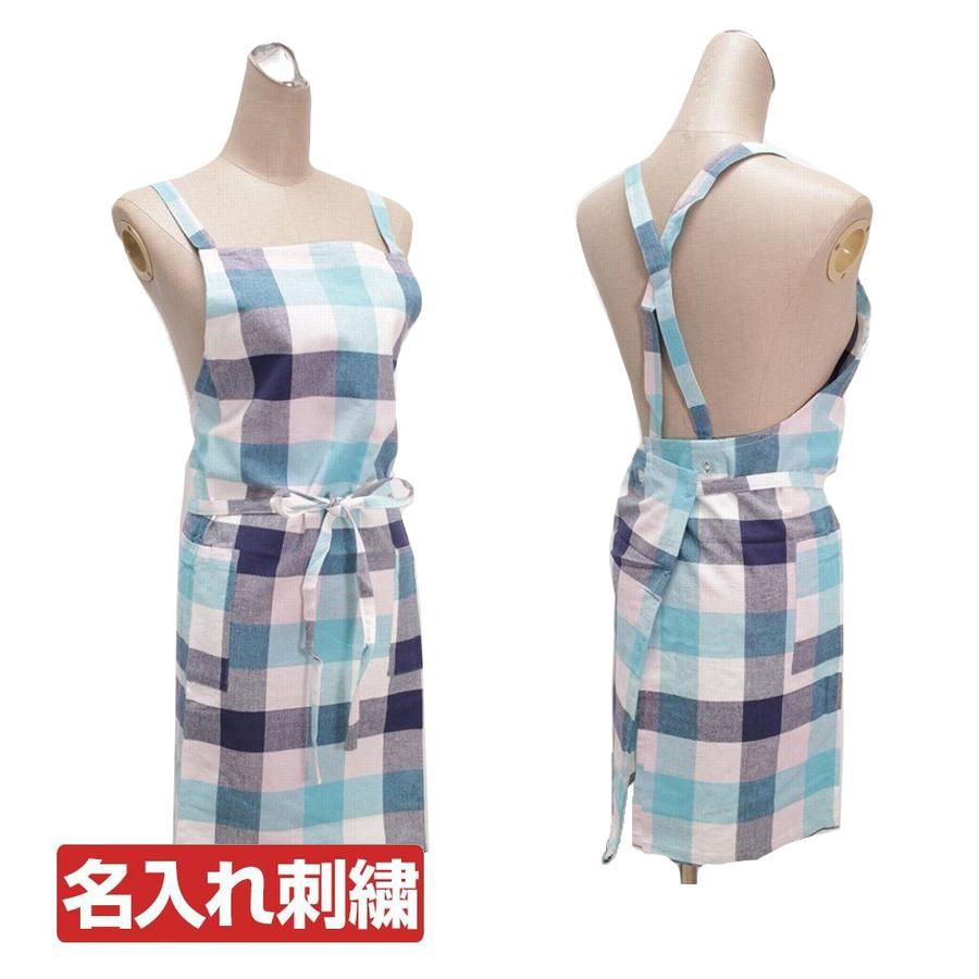 エプロン 名入れ 女性 Francfranc フランフラン 刺繍 プレゼント 料理 ギフト ラッピング チェック ブルー 青 Kusunoki 通販 Paypayモール