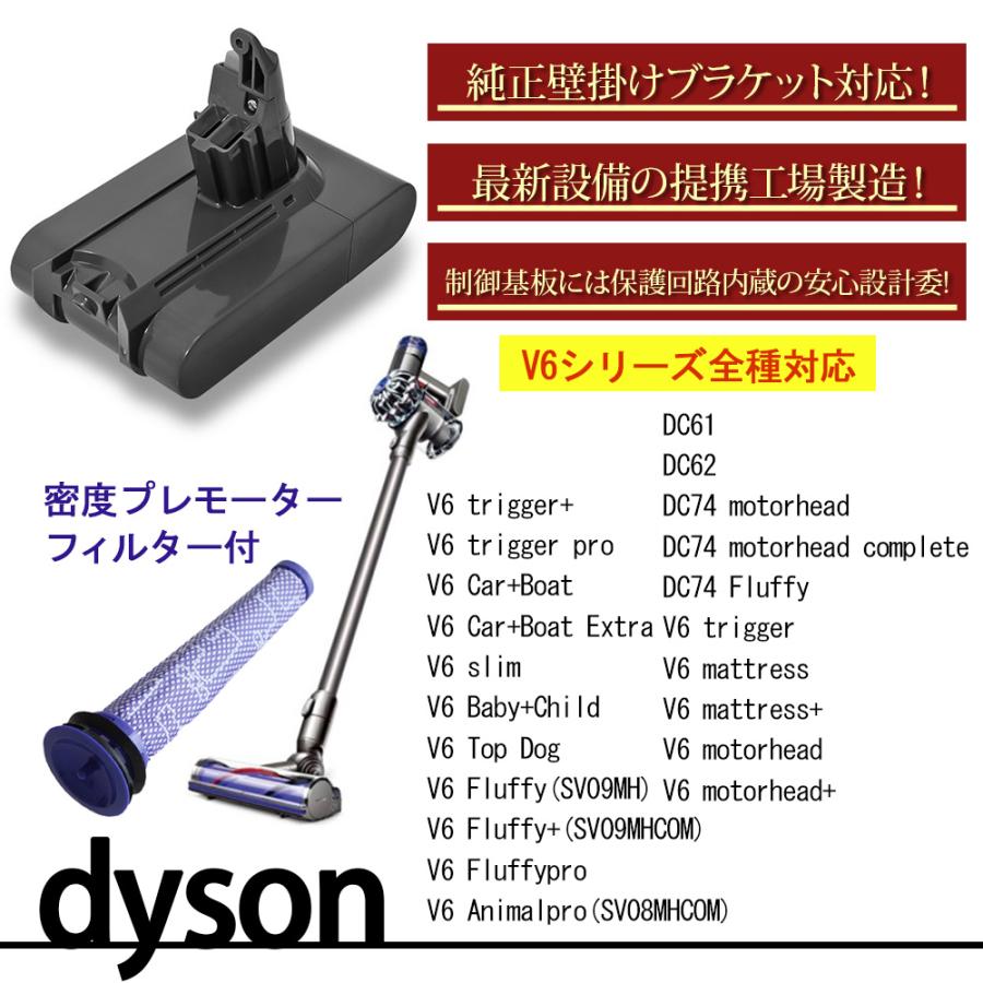 ダイソン v6 バッテリー 互換 dyson 21.6V 2000mAh 2.0Ah 新生活 大掃除 引っ越し 交換 Ｖ６シリーズ DC62｜kusunokishop｜18