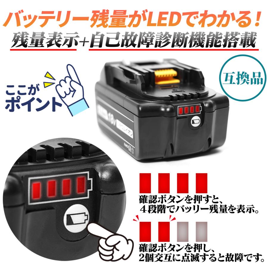 マキタ ブロワー 18V UB185DZ ブロワ 洗車 ノズル 充電式 コードレス UB185DRF 集塵機 MAKITA ブロアー 互換 バッテリー 2個 6ah 集じん機 掃除機 充電器 セット｜kusunokishop｜12