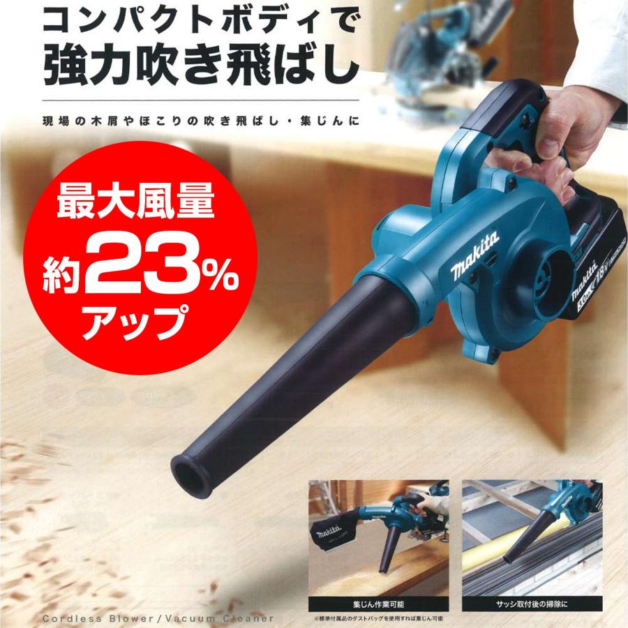 マキタ ブロワー 18V UB185DZ ブロワ 洗車 ノズル 充電式 コードレス UB185DRF 集塵機 MAKITA ブロアー 互換 バッテリー 2個 6ah 集じん機 掃除機 充電器 セット｜kusunokishop｜03