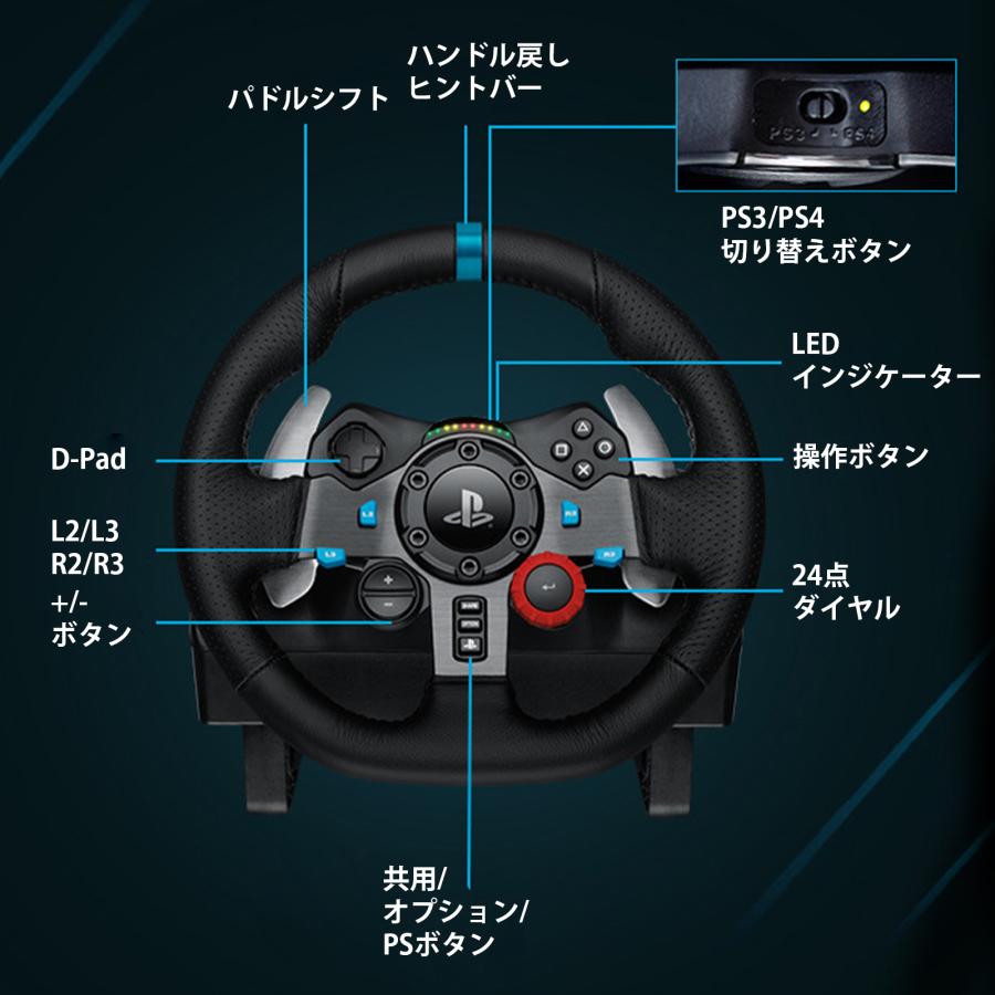 Logitech ロジクール G29 ハンコン PS5 PS4 PC Driving Force Feedback Racing Wheel LPRC-15000 ステアリング レーシングホイール 1年保証 動作確認済｜kusunokishop｜10