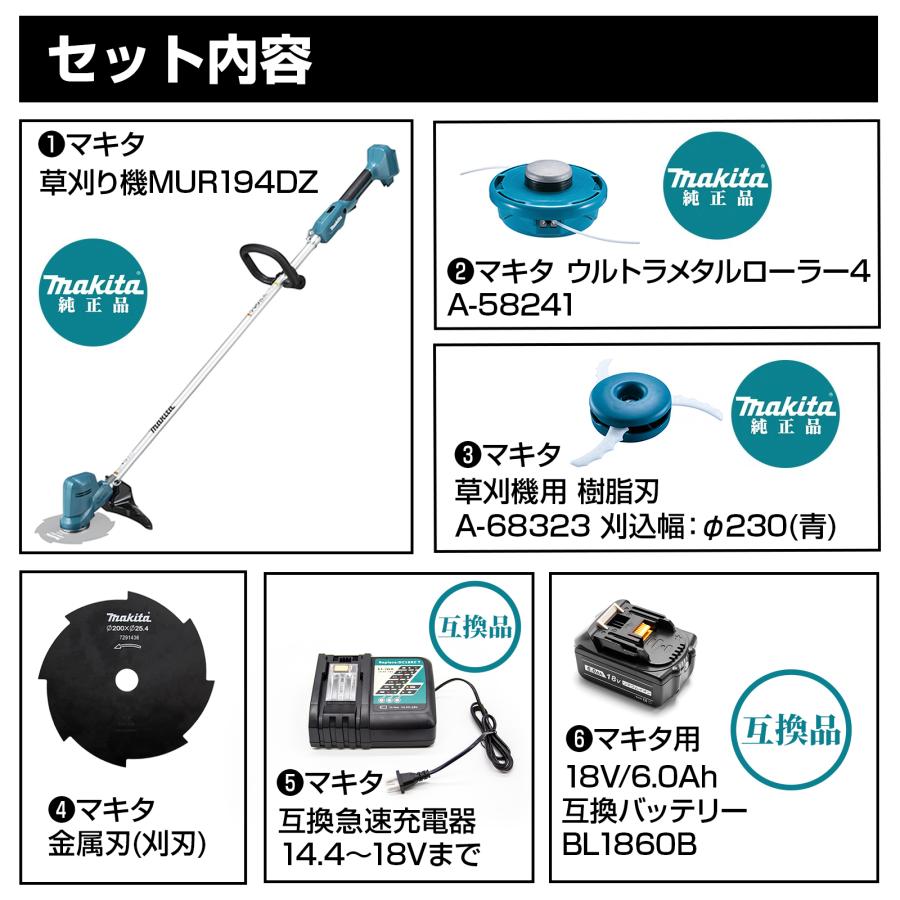 マキタ 草刈機 18V MUR194DZ 充電式 セット 互換 バッテリー マキタ 草刈機 18V MUR194DZ 充電式 セット 互換 バッテリー