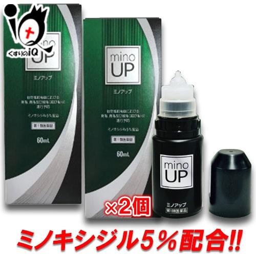 男性用育毛剤 ミノアップ 60ml×2個セット 第1類医薬品 東和薬品 ミノキシジル5％配合 ミノグロウ リザレックも販売中｜kusurino-iq