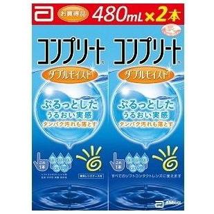 AMO　コンプリート　ダブルモイスト　ソフトコンタクトレンズ用　洗浄・すすぎ・消毒・保存液　(480ｍｌ×2本)｜kusurinofukutaro