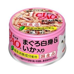 96缶 いなば CIAO チャオ 缶 猫 まぐろ白身＆いか入り CIAO（いなばペットフード） いなばペットフード CIAO チャオ まぐろ