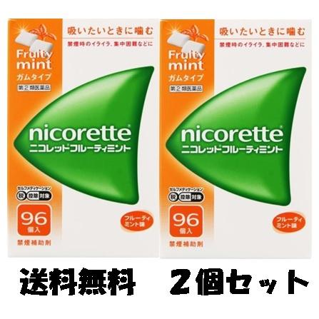 【送料無料2個セット】ニコレット フルーティミント 96個 禁煙ガム（セ税対象商品）(第(2)類医薬品) の商品画像