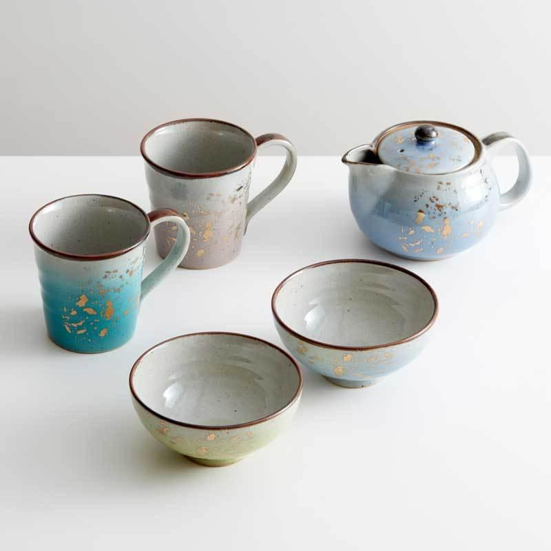 九谷焼 釉彩金ちらし 5点セット 【吉右衛門窯 限定セット】 おしゃれ