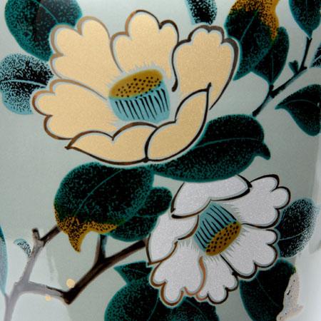 九谷焼 仏間用 8号花瓶 2本 金銀彩山茶花 仏壇花瓶 仏間花瓶 仏間