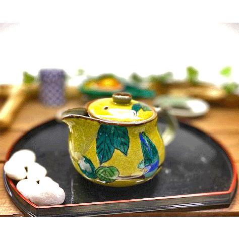九谷焼 急須 大 濃い塗り花鳥 裏絵(Kutani teapot)おしゃれ 茶器 