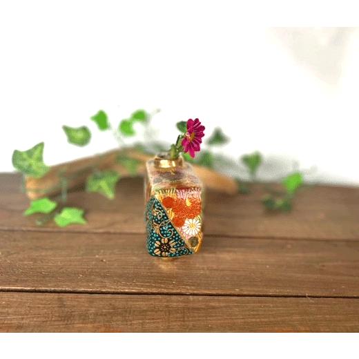 九谷焼 一輪挿し 青粒 金花詰 (Kutani vase) ギフト 内祝 九谷焼 一輪挿し 青粒 金花詰 (Kutani vase) ギフト 内祝