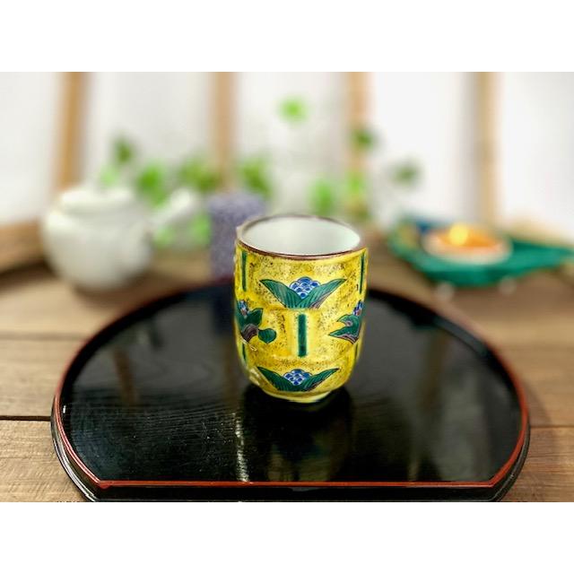 九谷焼 高級 陶磁器 寿司湯呑 吉田屋万年青 下塗り(Kutani teacup