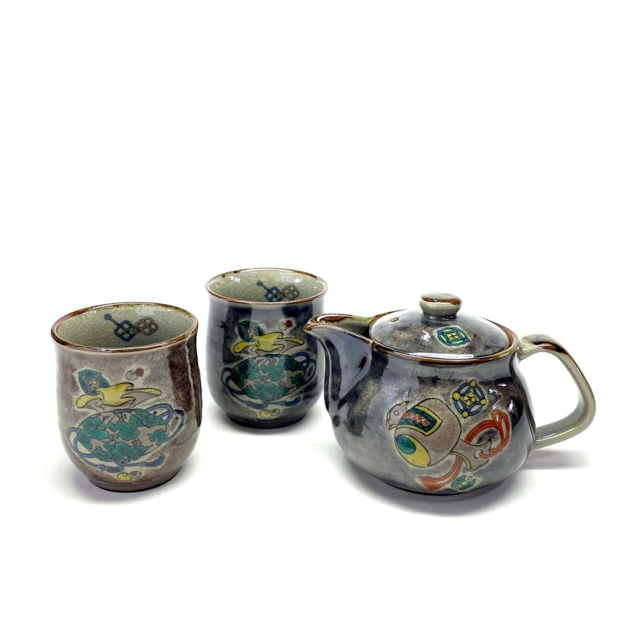九谷焼手描き宝づくし文急須セット 美術品・アンティーク・コレクション 九谷焼手描き宝づくし文急須セット