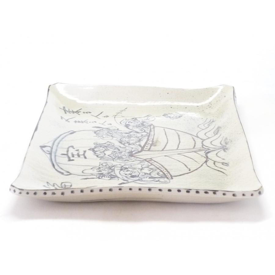 九谷焼 高級 陶磁器 角皿 飾り皿 床の間 七福神宝船 ギフト 内祝 陶器