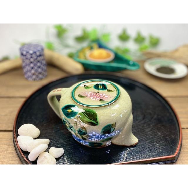 九谷焼 急須 大 がく紫陽花 ブルー&ブルー 裏絵(Kutani teapot 九谷焼 急須 大 がく紫陽花 ブルー&ブルー 裏絵(Kutani teapot