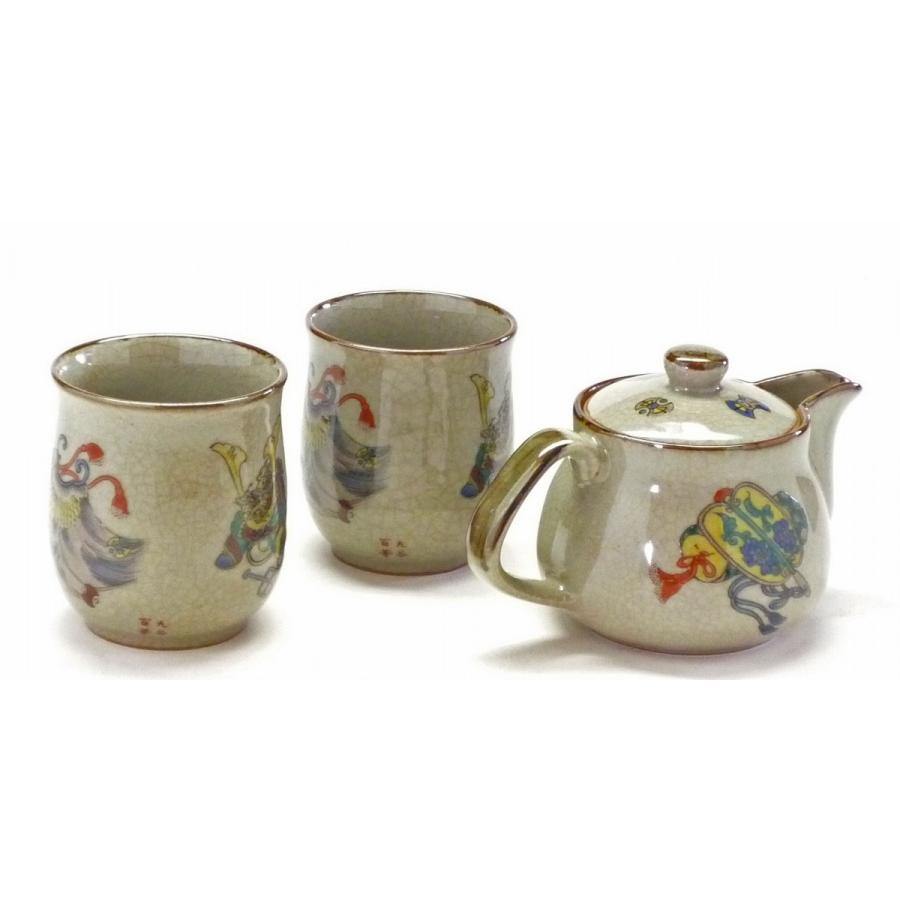 母の日ギフト 九谷焼 急須3点セット 小 宝尽くし 裏絵(Kutani teapot set) おしゃれ 茶器 ポット セット 揃え 便利 茶漉し お茶 縁起柄　プレゼント｜kutanihyakkaen｜02