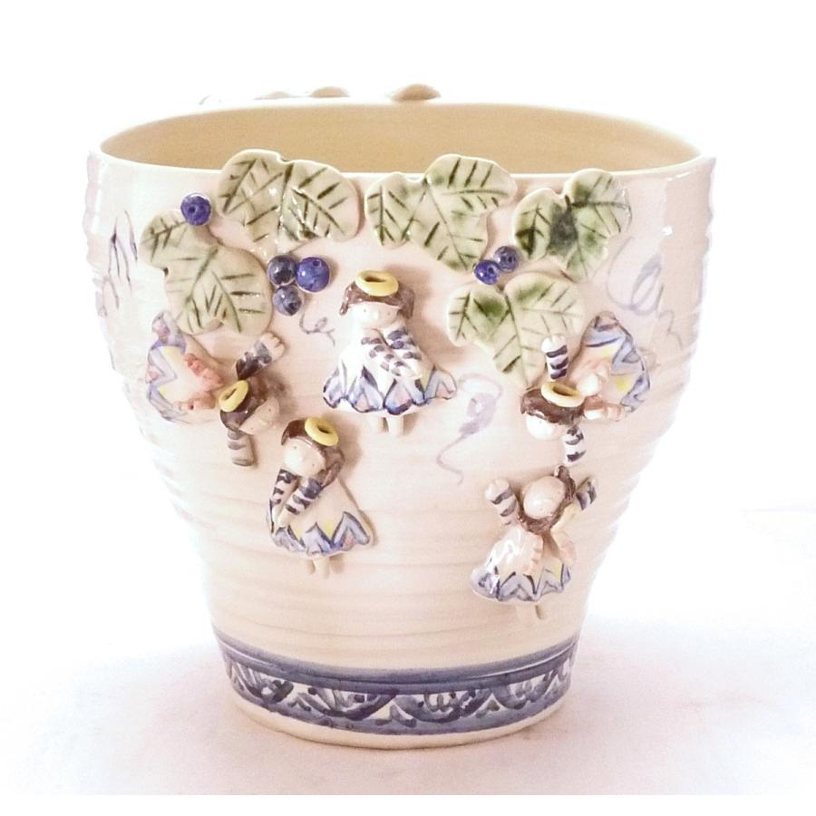 九谷焼 高級 陶磁器 プランター 天使 ギフト 内祝 おしゃれ 花器 花瓶 室外 インテリア 陶磁器 手作り 結婚祝い プレゼント