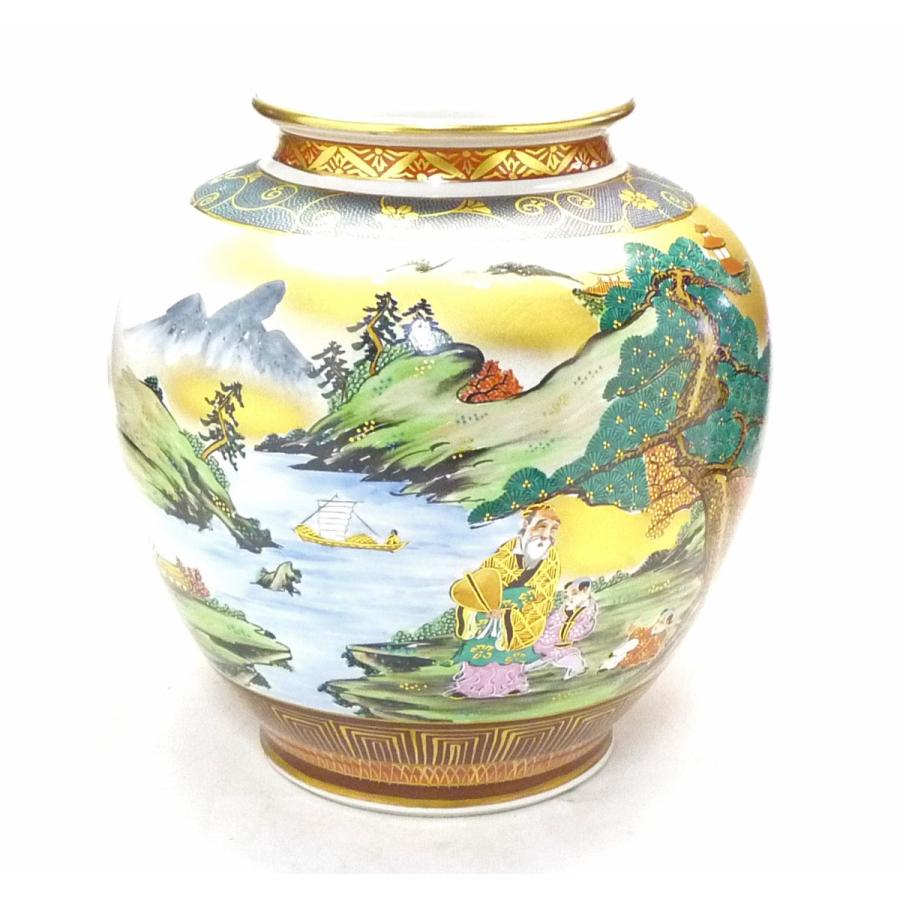 九谷焼 高級 陶磁器 花瓶 本金 山水 青粒 10号 ギフト 内祝 インテリア 花器 置物 インテリア オブジェ　結婚祝い プレゼント