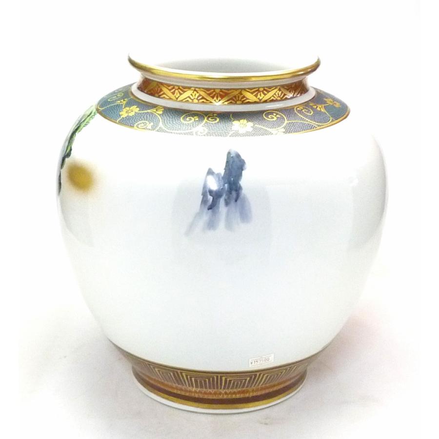 九谷焼 高級 陶磁器 花瓶 本金 山水 青粒 10号 ギフト 内祝 インテリア