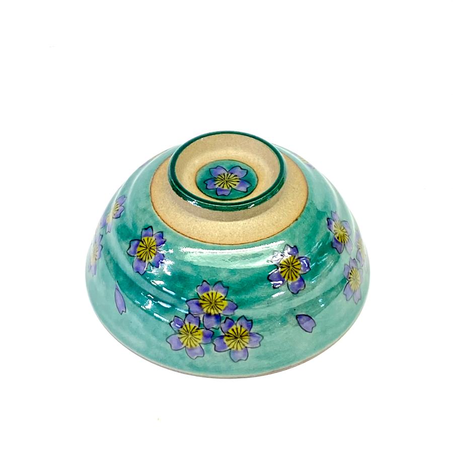 九谷焼 飯碗 小 がく紫陽花ピンク＆ピンク 裏絵(Kutani rice bowl
