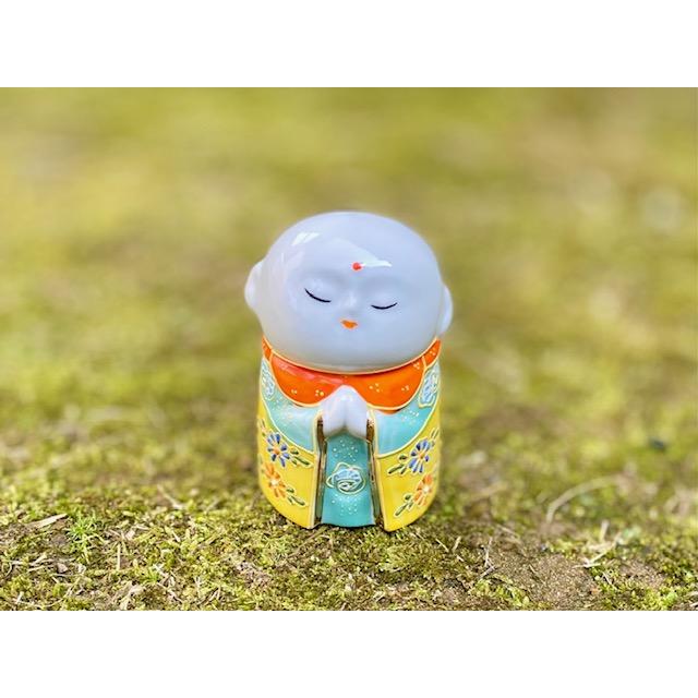 九谷焼 高級 陶磁器 置物 お地蔵様 デコ盛 黄色 3号 ギフト 内祝 地蔵