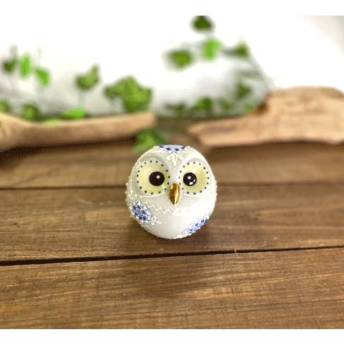 九谷焼フクロウの陶器 九谷焼 高級 陶磁器 フクロウ デコ盛り 白 2.2号 (Kutani Owl) ギフト