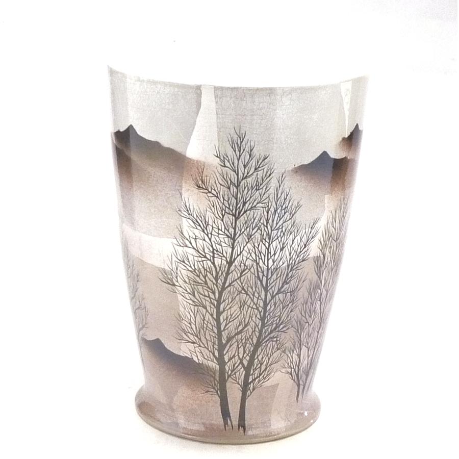 銀菜壺 九谷焼 高級 陶磁器 ワインクーラー 銀彩木立 置物 インテリア