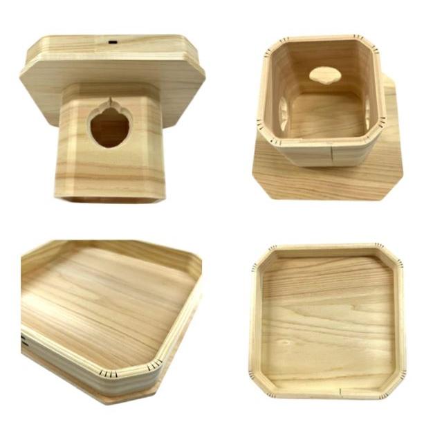 三宝 5寸サイズ 三方赤枠敷紙付(箱入) 国産 吉野檜 桧 ひのき 内祭用