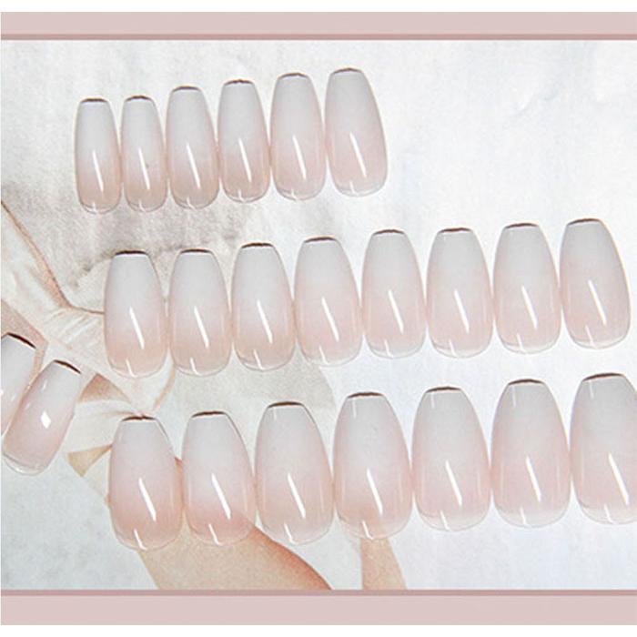 ネイルチップ ロング オーバル スクエア 韓国 シンプル (ホワイト  