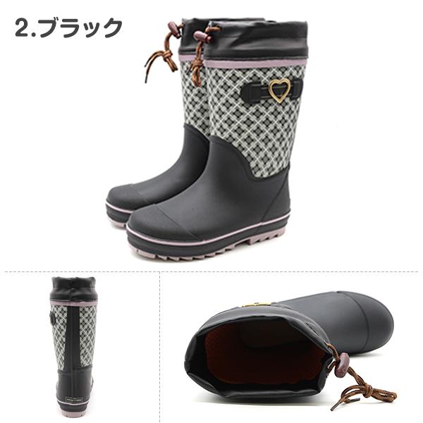 WILDTREE レインブーツ キッズ ジュニア 子供 長靴 女の子 黒 ブラック