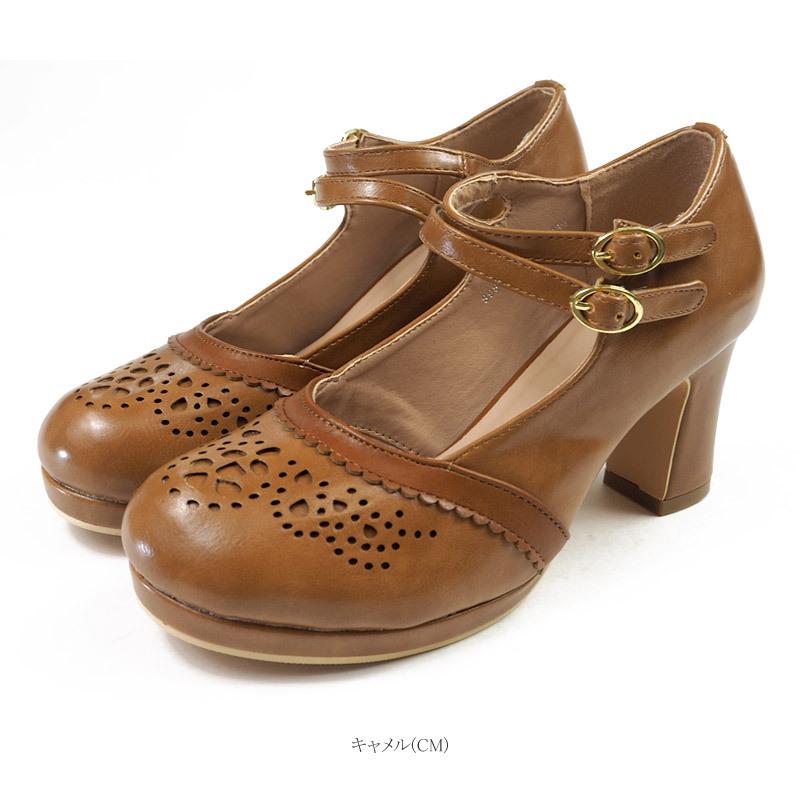 ☆新品☆ENあしながおじさん パンプス byあしながおじさん パンプス 厚底ダブルストラップパンプス -8980645