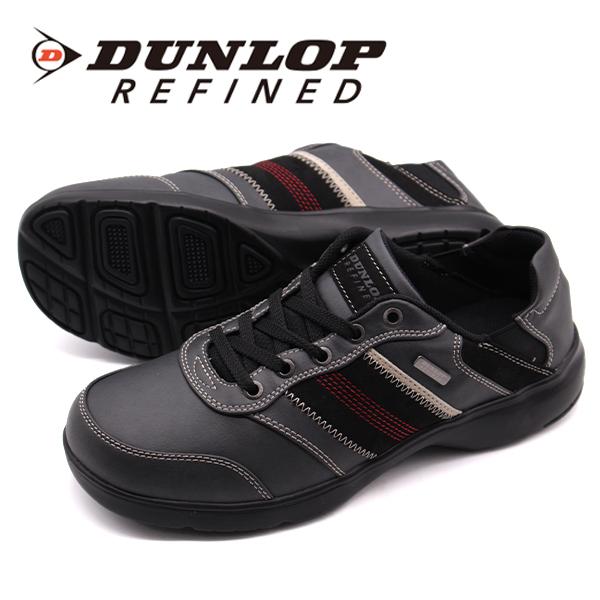 DUNLOP REFINED スニーカー メンズ 靴 軽量 幅広 4E 黒 ブラック