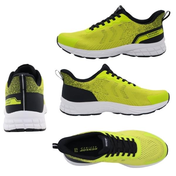 【DUNLOP】 ダンロップ スニーカー  ブラック×イエロー 幅広４E 軽量設計 27cm DUNLOP（ダンロップ） スニーカー メンズ 靴 黒 ブラック イエロー 4E
