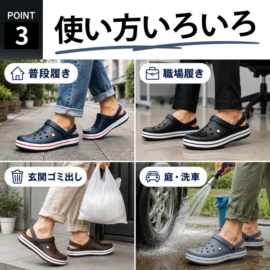 サンダル メンズ 靴 2WAY 軽量 軽い サボサンダル クロッグサンダル 海