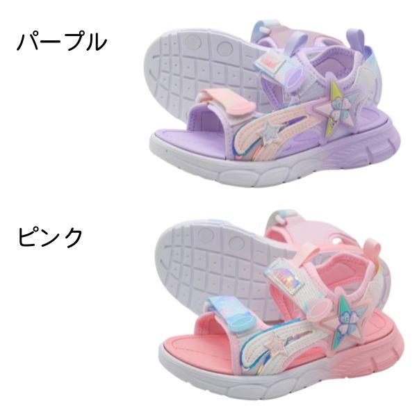サンダル キッズ 子ども 靴 ピンク パープル 女の子 ベルクロ キラキラ